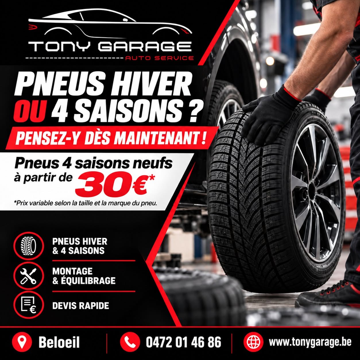 Publication Tony Garage : Pneus